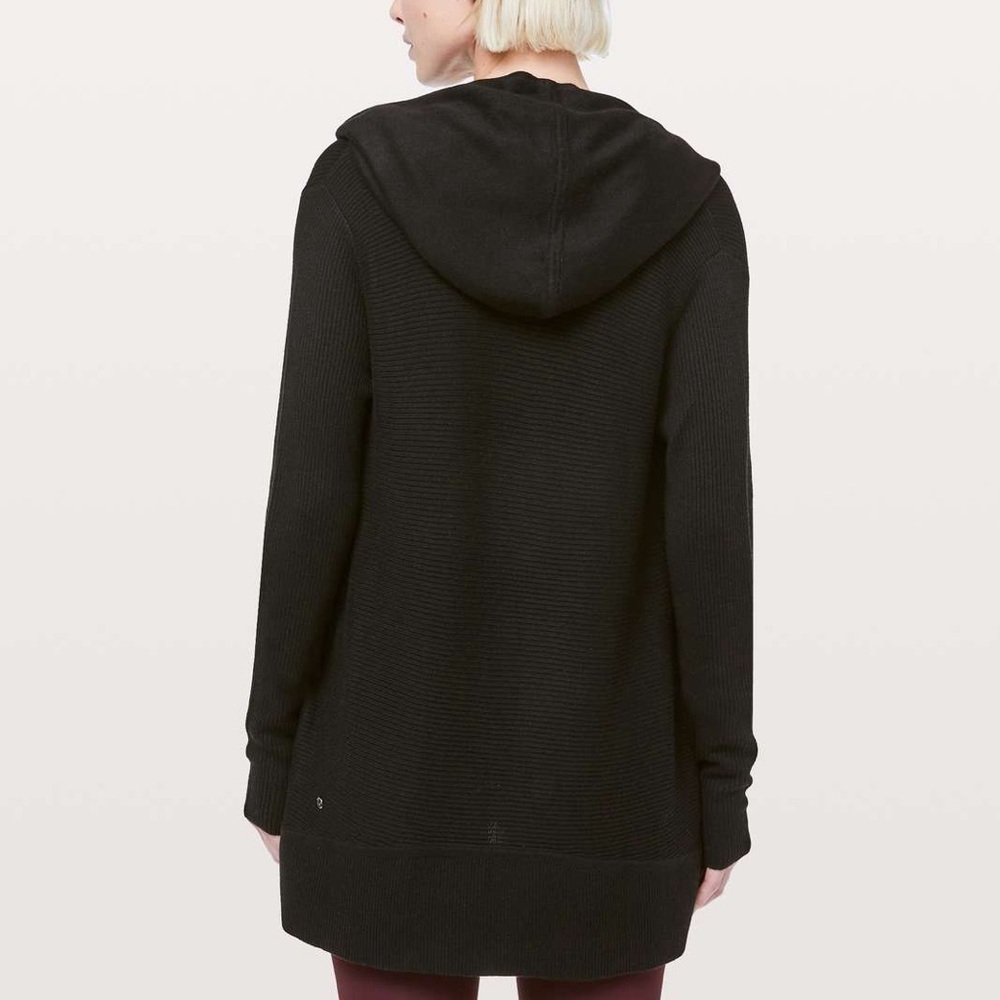 Lululemon Sundown Wrap- Black Cashmere Blend Hooded Cardigan- Size 6